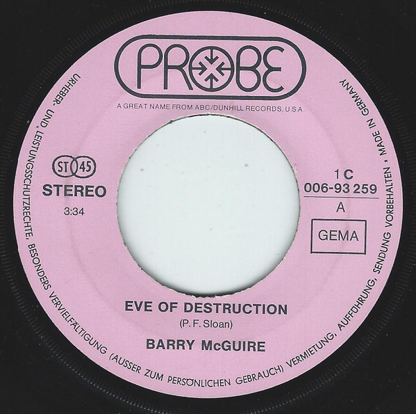 Cover zu Barry McGuire - Eve Of Destruction / You Were On My Mind | 1974 | 7