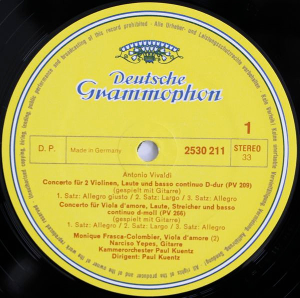 Cover zu Antonio Vivaldi, Narciso Yepes, Takashi Ochi & Silvia Ochi, Orchestre De Chambre Paul Kuentz - Konzerte Für Laute (Gitarre) & Mandoline | Vinyl | Classical | Germany