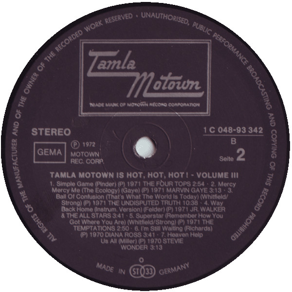 Cover zu Various - Tamla-Motown Is Hot, Hot, Hot! Volume 3 | 1972 | Vinyl | Jazz, Funk / Soul | Germany