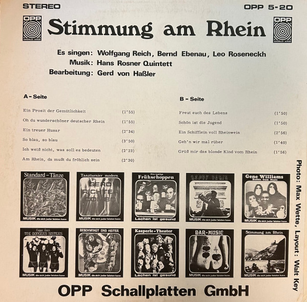 Cover zu Wolfgang Reich, Bernd Ebenau, Leo Roseneckh, Hans-Rosner-Quintett, Gerd von Haßler - Stimmung Am Rhein | Vinyl | Pop, Folk, World, & Country | Germany Schallplatten Ankauf