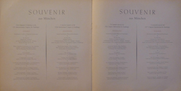 Cover zu Various - Souvenir Aus München - Eine Klingende Erinnerung An Den IX. Internationalen Congress Für Radiologie | 1959 | Vinyl | Folk, World, & Country | Germany