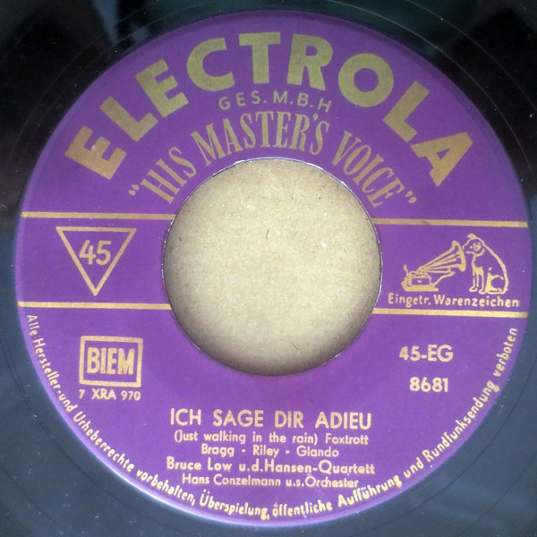 Cover zu Bruce Low U. Das Hansen-Quartett - Heimliche Liebe / Ich Sage Dir Adieu | 1957 | Vinyl | Pop | Germany Schallplatten Ankauf