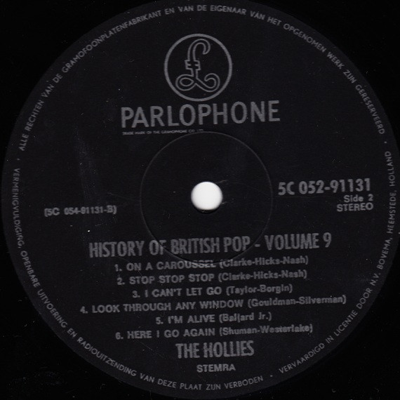 Cover zu The Hollies - History Of British Pop - Vol. 9 | Vinyl | Rock, Pop | Netherlands Schallplatten Ankauf