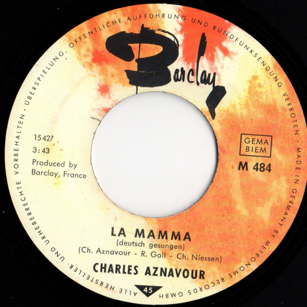 Cover zu Charles Aznavour - Bitte Bleib' / La Mamma | 1966 | Vinyl | Pop | Germany Schallplatten Ankauf