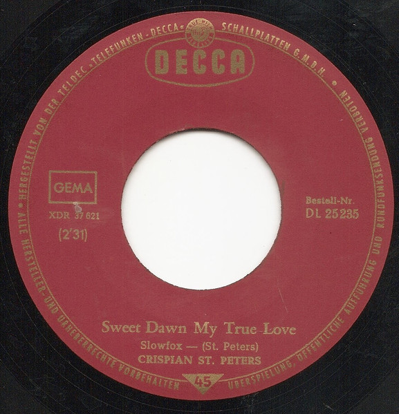 Cover zu Crispian St. Peters - The Pied Piper / Sweet Dawn My True Love | 1966 | Vinyl | Rock, Pop | Germany Schallplatten Ankauf