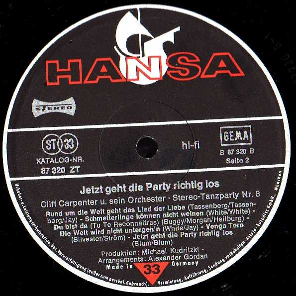 Cover zu Cliff Carpenter Und Sein Orchester - Jetzt Geht Die Party Richtig Los | 1974 | Vinyl | Jazz, Pop | Germany