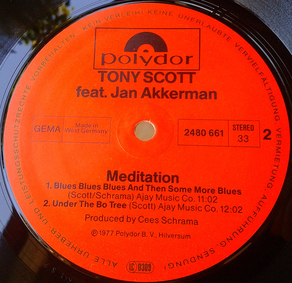 Cover zu Tony Scott (2) Featuring Jan Akkerman - Meditation | 1982 | Vinyl | Jazz | Germany