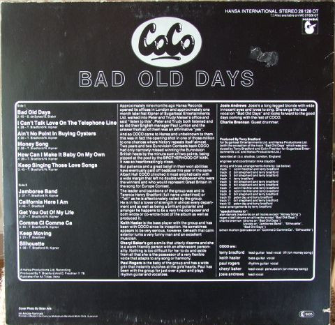 Cover zu Co Co - Bad Old Days | 1978 | Vinyl | Rock, Pop | Germany Schallplatten Ankauf