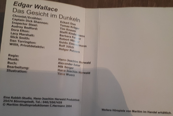 Cover zu Edgar Wallace - Das Gesicht Im Dunkeln | 2004 | Vinyl | Non-Music | Germany Schallplatten Ankauf