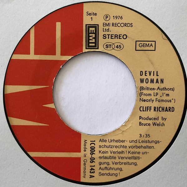 Cover zu Cliff Richard - Devil Woman | 1976 | Vinyl | Rock | Germany