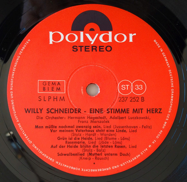 Cover zu Willy Schneider - Eine Stimme Mit Herz | 1965 | Vinyl | Pop, Folk, World, & Country | Germany