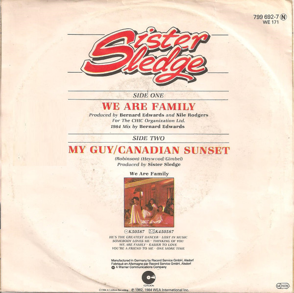 Cover zu Sister Sledge - We Are Family (1984 Mix By Bernard Edwards) | 1984 | Vinyl | Funk / Soul, Pop | Germany