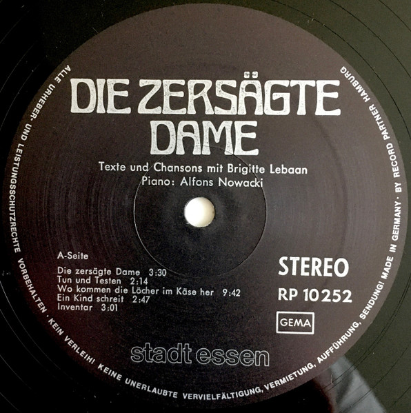 Cover zu Brigitte Lebaan, Alfons Nowacki - Die Zersägte Dame | Vinyl | Non-Music, Folk, World, & Country | Germany