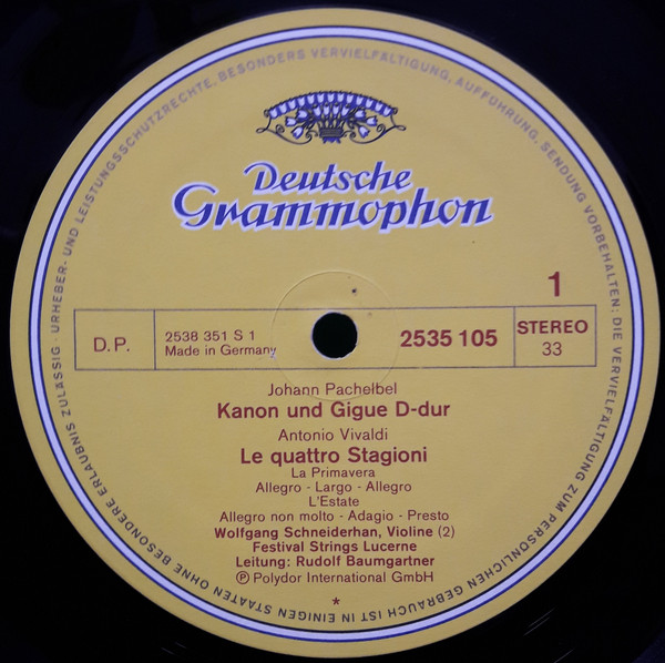 Cover zu Antonio Vivaldi / Tomaso Albinoni / Johann Pachelbel, Wolfgang Schneiderhan, Festival Strings Lucerne, Rudolf Baumgartner - Die Vier Jahreszeiten / Adagio / Kanon & Gigue | Vinyl | Classical Schallplatten Ankauf