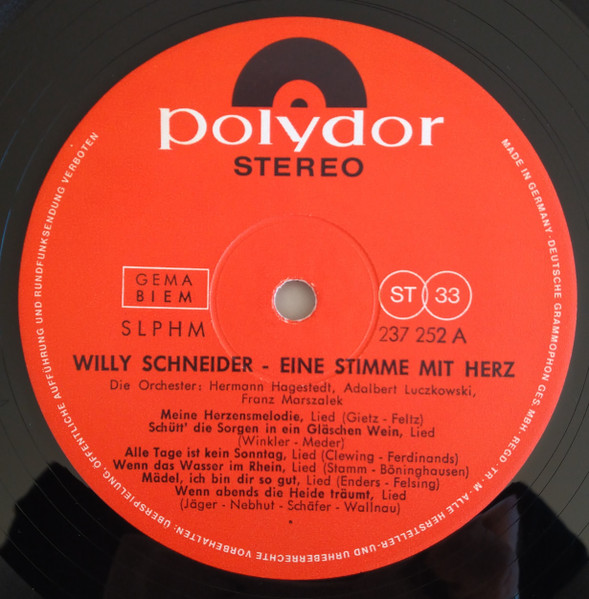Cover zu Willy Schneider - Eine Stimme Mit Herz | 1965 | Vinyl | Pop, Folk, World, & Country | Germany