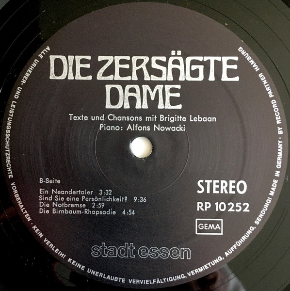 Cover zu Brigitte Lebaan, Alfons Nowacki - Die Zersägte Dame | Vinyl | Non-Music, Folk, World, & Country | Germany