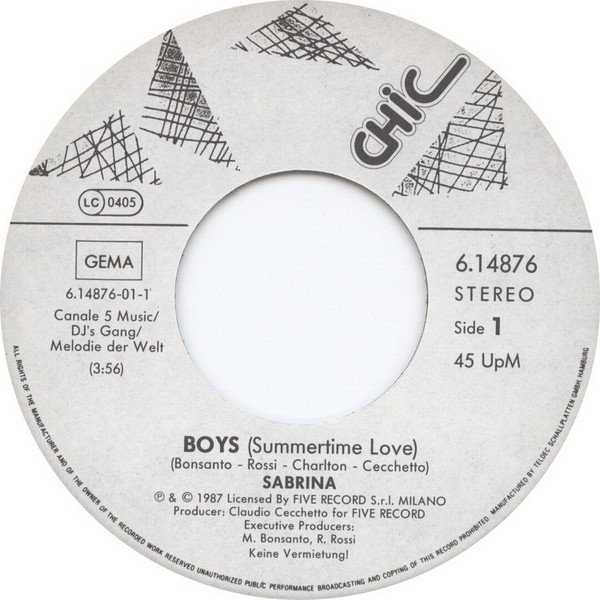 Cover zu Sabrina - Boys | 1987 | Vinyl | Electronic, Pop | Germany Schallplatten Ankauf