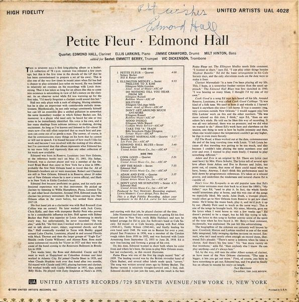 Cover zu Edmond Hall - Petite Fleur | 1959 | Vinyl | Jazz | US Schallplatten Ankauf