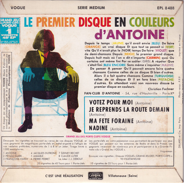 Cover zu Antoine (2) - Votez Pour Moi | 1966 | Vinyl | Rock, Pop | France