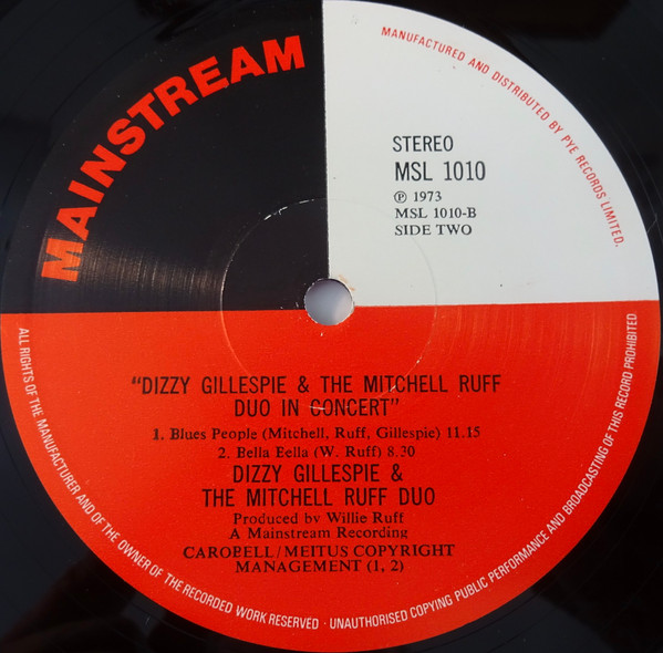 Cover zu Dizzy Gillespie And The Mitchell-Ruff Duo - In Concert | 1973 | Vinyl | Jazz | UK