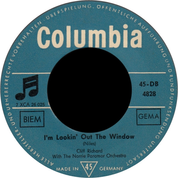 Cover zu Cliff Richard / Cliff Richard & The Shadows - I'm Lookin' Out The Window / Do You Want To Dance | 1962 | Vinyl | Rock, Pop | Germany Schallplatten Ankauf