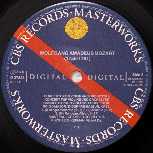 Cover zu Wolfgang Amadeus Mozart - Pinchas Zukerman, The Saint Paul Chamber Orchestra - Violin Concerti Nos. 1 & 2 | 1983 | Vinyl | Classical | Europe