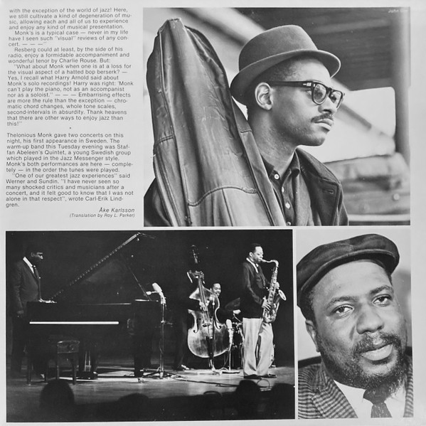 Cover zu The Thelonious Monk Quartet - Live In Stockholm 1961 | 1987 | Vinyl | Jazz | Sweden