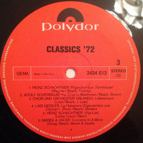 Cover zu Various - Classics '72 | 1972 | Vinyl | Classical | Germany