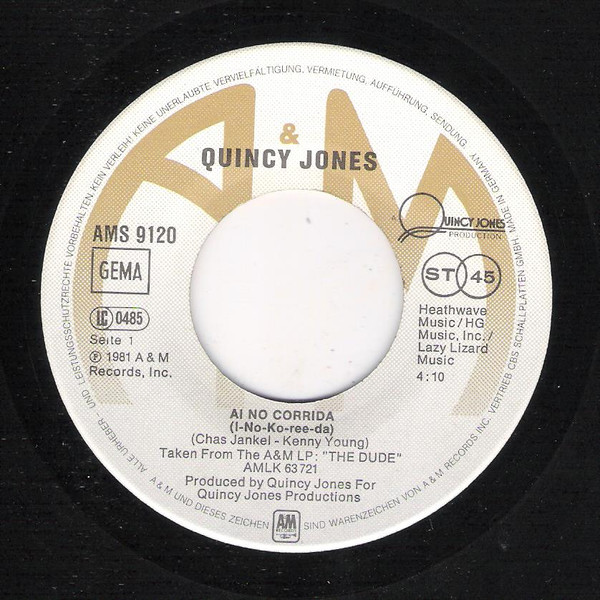Cover zu Quincy Jones - Ai No Corrida / There's A Train Leavin | 1981 | Vinyl, 45 RPM, 7