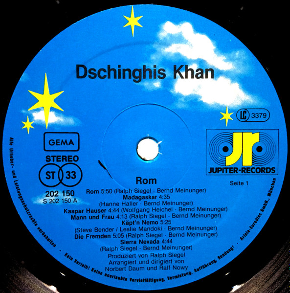Cover zu Dschinghis Khan - Rom | 1980 | LP, Album, Gat | Electronic, Pop, Folk, World, & Country | Germany