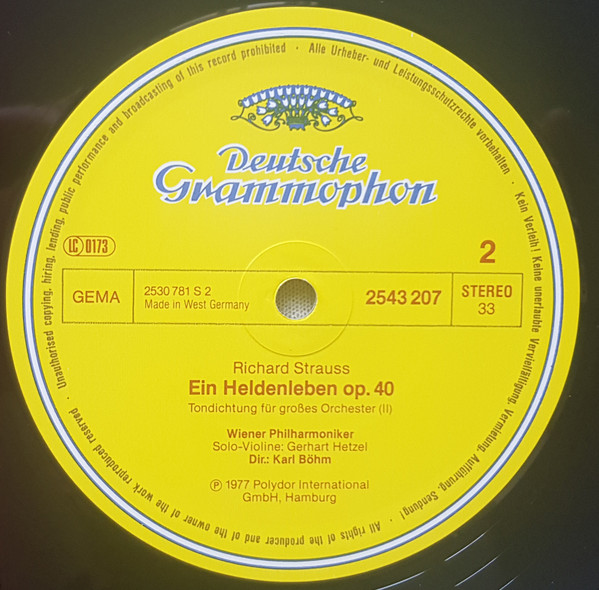Cover zu Wiener Philharmoniker, Gerhart Hetzel, Karl Böhm, Richard Strauss - Ein Heldenleben | 1983 | Vinyl | Classical | Germany