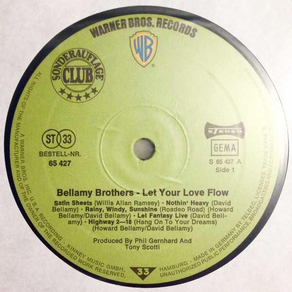 Cover zu Bellamy Brothers - Let Your Love Flow | 1976 | Vinyl | Rock, Pop | Germany Schallplatten Ankauf