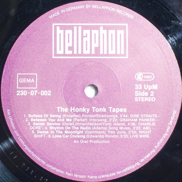 Cover zu Various - The Honky Tonk Tapes | 1980 | Vinyl | Rock, Blues, Pop | Germany Schallplatten Ankauf