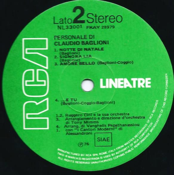 Cover zu Claudio Baglioni - Personale Di Claudio Baglioni | 1976 | Vinyl | Pop | Italy