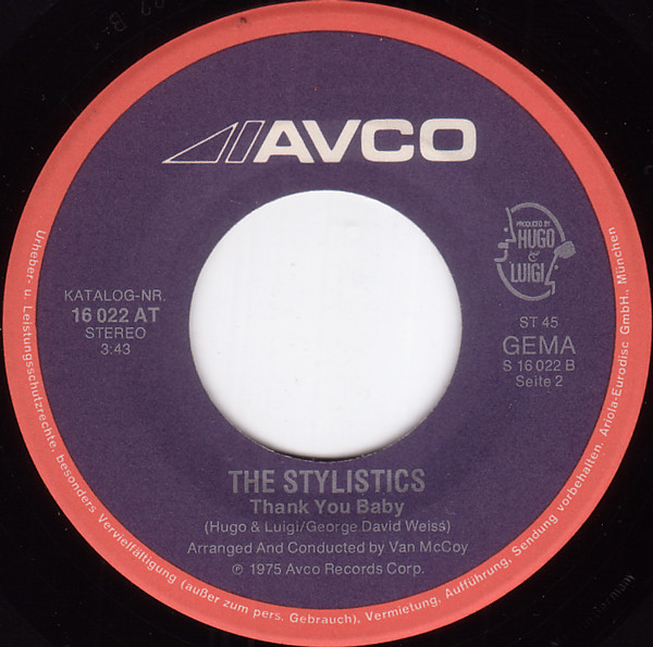 Cover zu The Stylistics - Sing Baby Sing / Thank You Baby | 1975 | 7