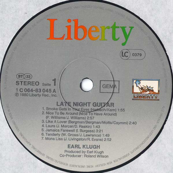 Cover zu Earl Klugh - Late Night Guitar | 1980 | Vinyl | Jazz | Germany Schallplatten Ankauf