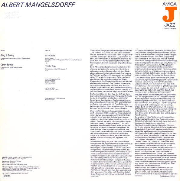 Cover zu Albert Mangelsdorff - Albert Mangelsdorff | 1979 | Vinyl | Jazz | German Democratic Republic (GDR) Schallplatten Ankauf