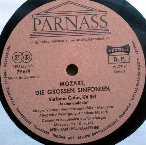 Cover zu Wolfgang Amadeus Mozart - Camerata Academica Salzburg, Bernhard Paumgartner - Die Grossen Sinfonien | 1969 | Vinyl | Classical | Germany