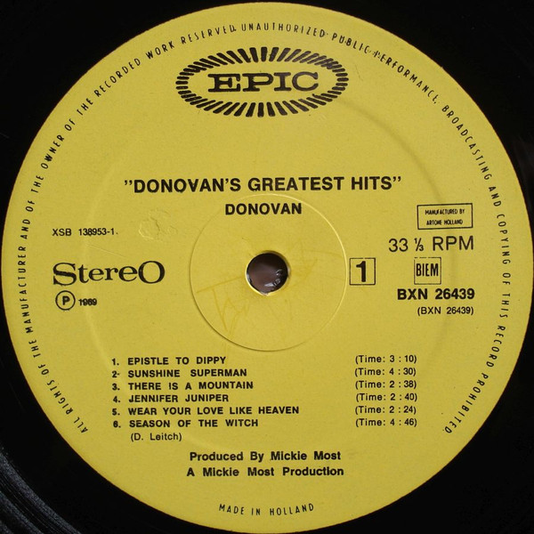 Cover zu Donovan - Donovan's Greatest Hits | 1969 | Vinyl | Rock | Netherlands Schallplatten Ankauf