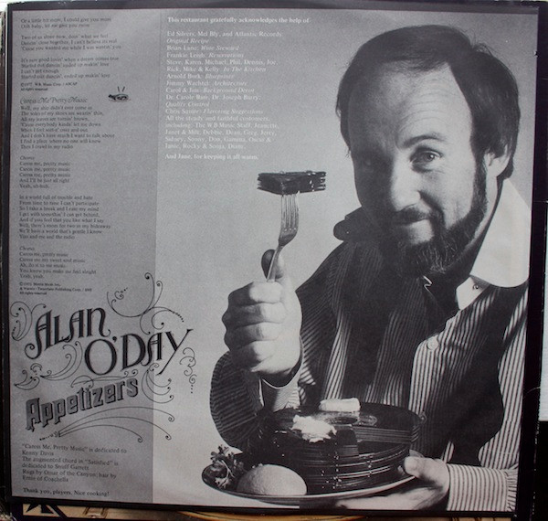 Cover zu Alan O'Day - Appetizers | 1977 | Vinyl | Rock, Pop | US