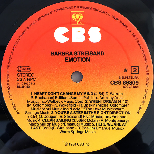 Cover zu Barbra Streisand - Emotion | 1984 | LP, Album | Pop | Europe