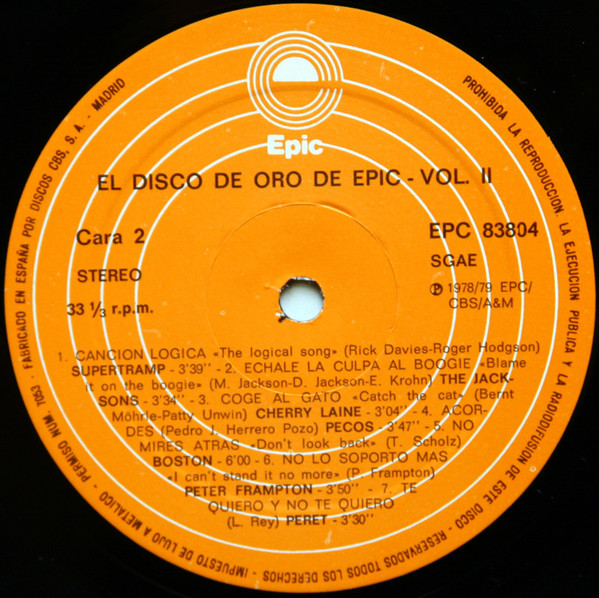 Cover zu Various - Epic2 Presenta El Disco De Oro | 1979 | Vinyl | Electronic, Rock, Funk / Soul, Pop | Spain Schallplatten Ankauf