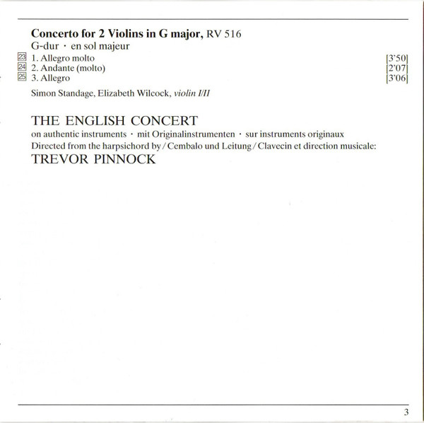 Cover zu Antonio Vivaldi, The English Concert, Trevor Pinnock - Violin Concertos (From