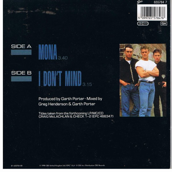 Cover zu Craig McLachlan & Check 1-2 - Mona | 1990 | Vinyl | Rock, Pop | Europe Schallplatten Ankauf
