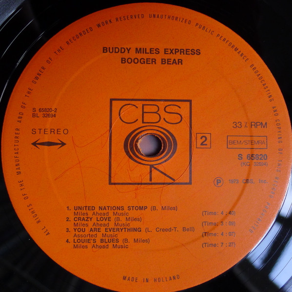 Cover zu Buddy Miles Express - Booger Bear | 1973 | Vinyl | Rock, Funk / Soul, Blues | Europe