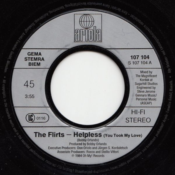 Cover zu The Flirts - Helpless (You Took My Love) | 1985 | 7