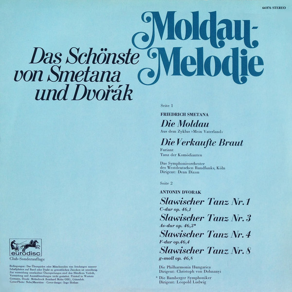 Cover zu Bedřich Smetana / Antonín Dvořák - Moldau-Melodie (Das Schönste Von Smetana Und Dvořák) | 1976 | Vinyl | Classical | Germany Schallplatten Ankauf