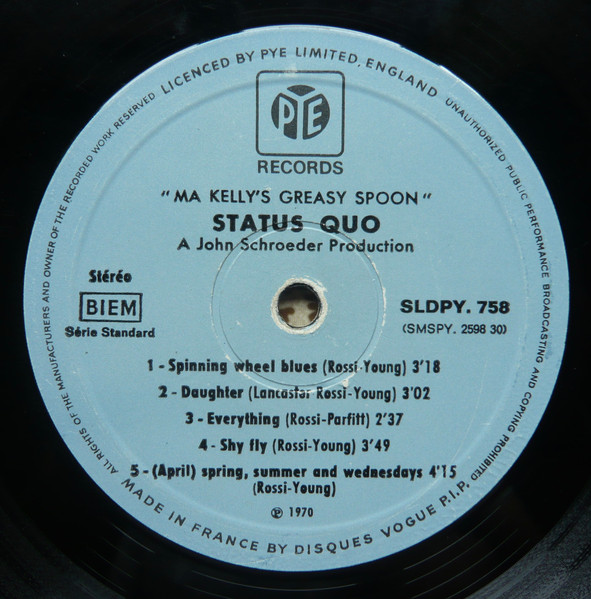 Cover zu Status Quo - Ma Kelly's Greasy Spoon | 1970 | Vinyl | Rock, Blues | France Schallplatten Ankauf