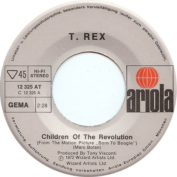 Cover zu T. Rex - Children Of The Revolution / Jitterbug Love | 1972 | 7