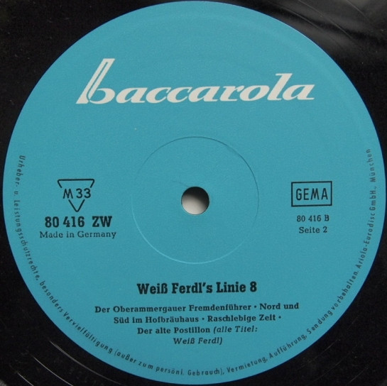 Cover zu Weiß Ferdl - Weiß Ferdl's Linie 8 | Vinyl | Non-Music | Germany